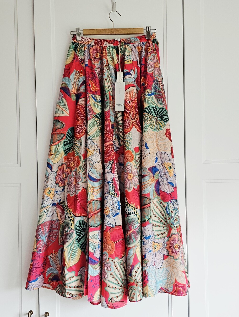 Calypso St Barth Vibrant Multicolor Floral A-Line Full Maxi Skirt XS NWT $159